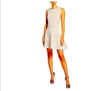 NWT Josie Natori Tan Fit Flare Jacquard Dress 12